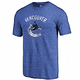Men's Vancouver Canucks Distressed Team Primary Logo Tri Blend T-Shirt Royal FengYun,baseball caps,new era cap wholesale,wholesale hats